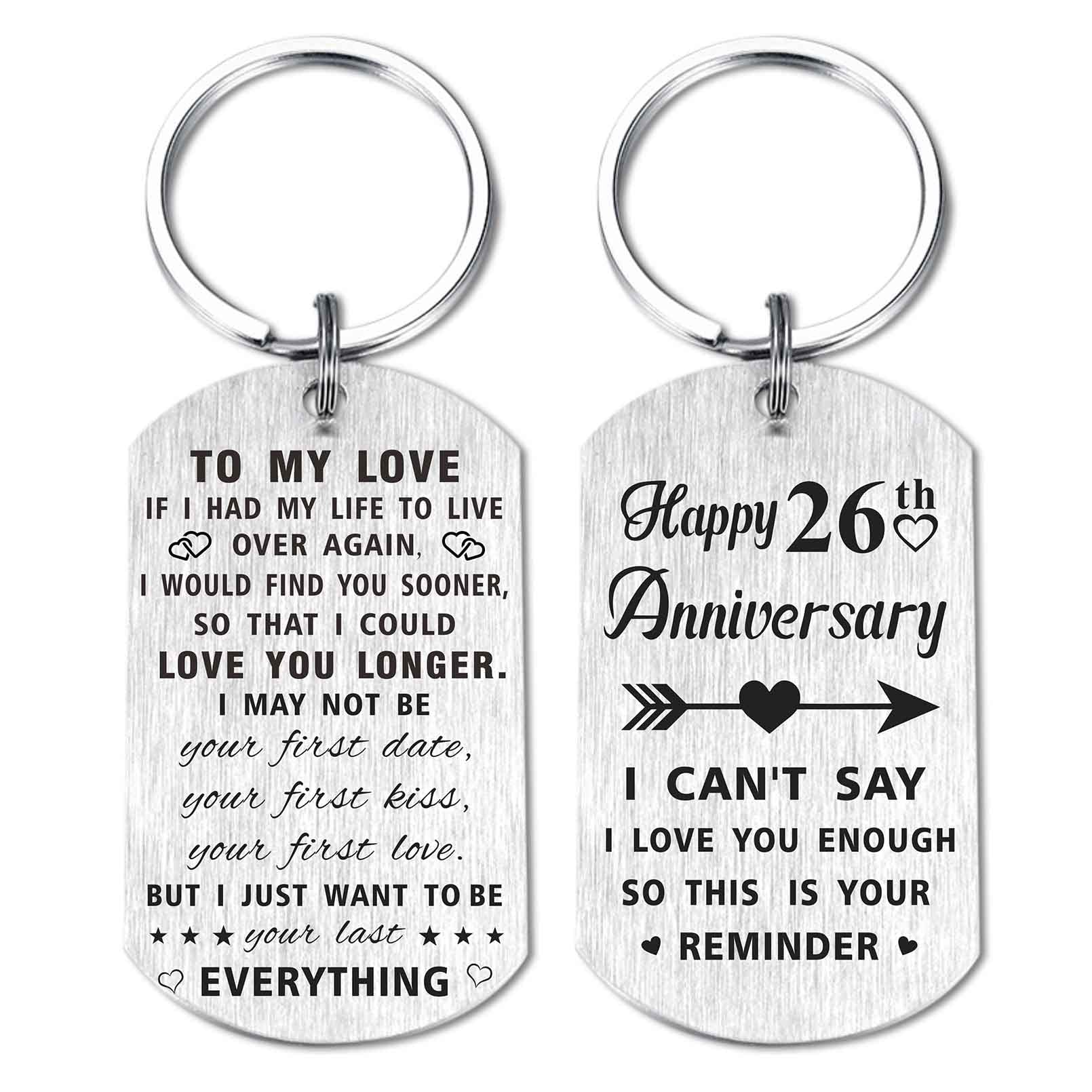 Yobent 26th Wedding Anniversary Keychain Gifts for Him Her Husband Wife, Happy 26 Year Anniversary for Men Women