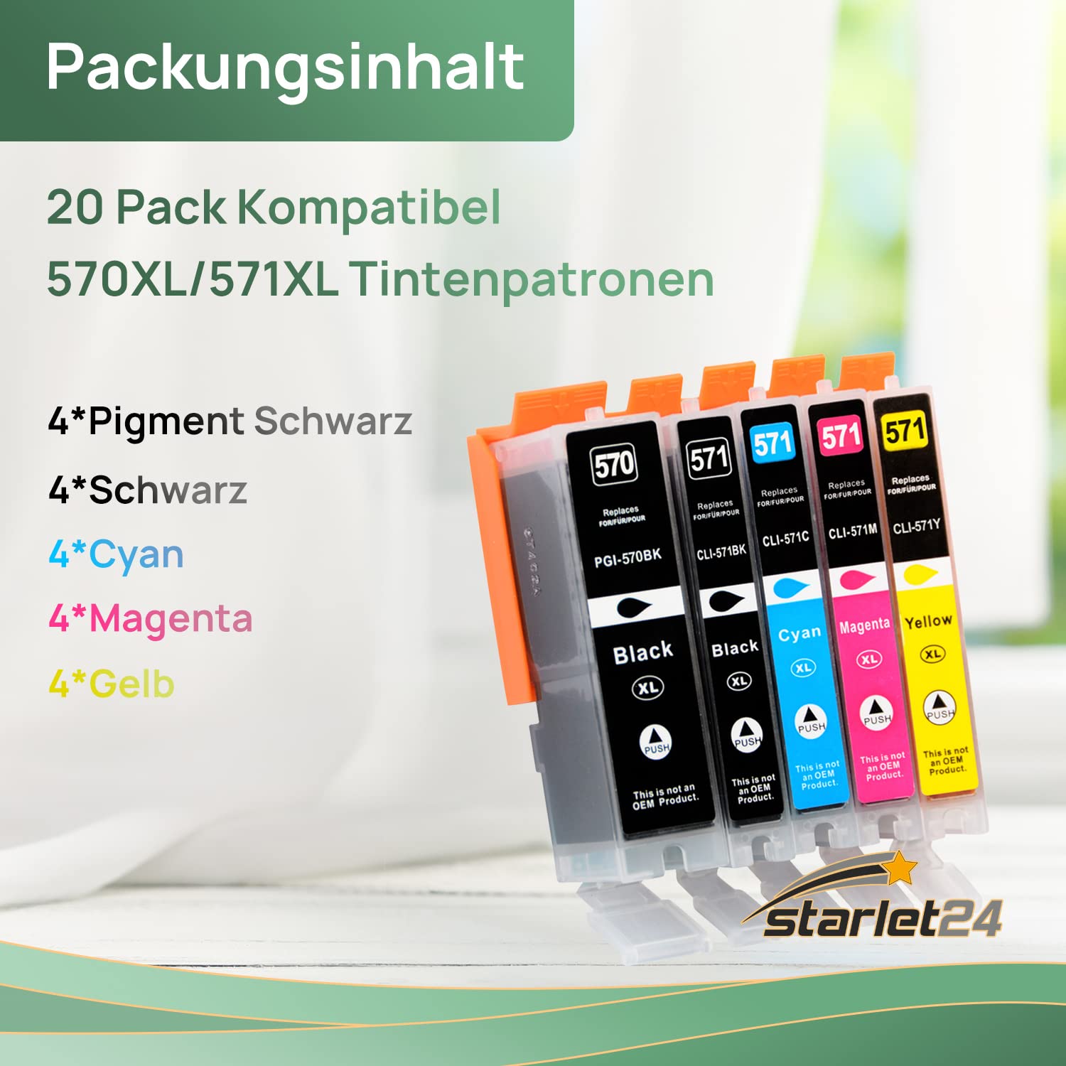 20x XL CARTUCHOS DE TINTA Para PGI 570 CANON PIXMA MG5700 MG5750 MG5751