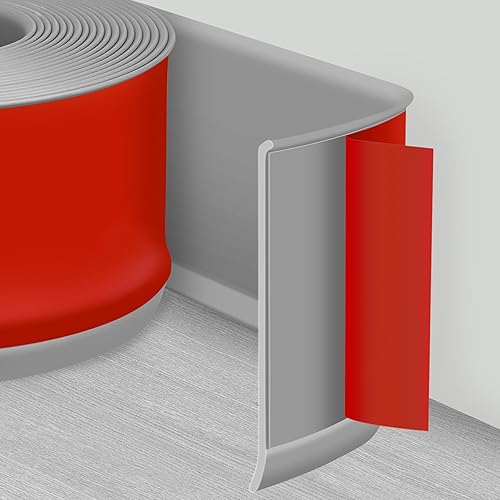 Base de pared para zócalo de 53 pies, base de vinilo flexible autoadhesiva, 4 pulgadas, despegar y pegar, evita el polvo, zócalo de goma para