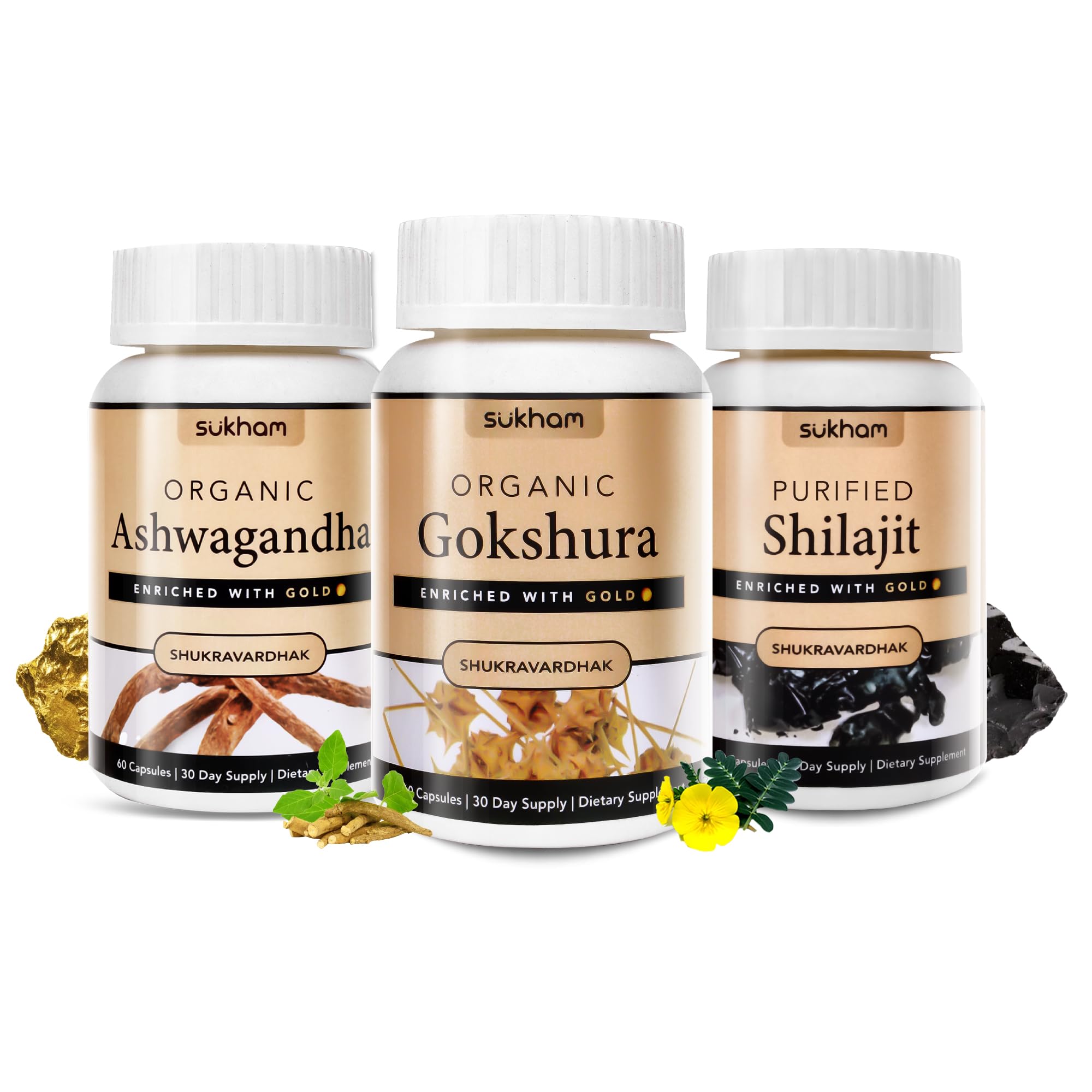 Sukham Ayurvedic Gokshura | Organic Ashwagandha | Himalayan Shilajit | As Seen On Shark Tank | Ayurvedic Premium Supplement I Power-Packed with Minerals | Pack of 3 (B0CRPPJVL1) Amazon Price History, Amazon Price Tracker