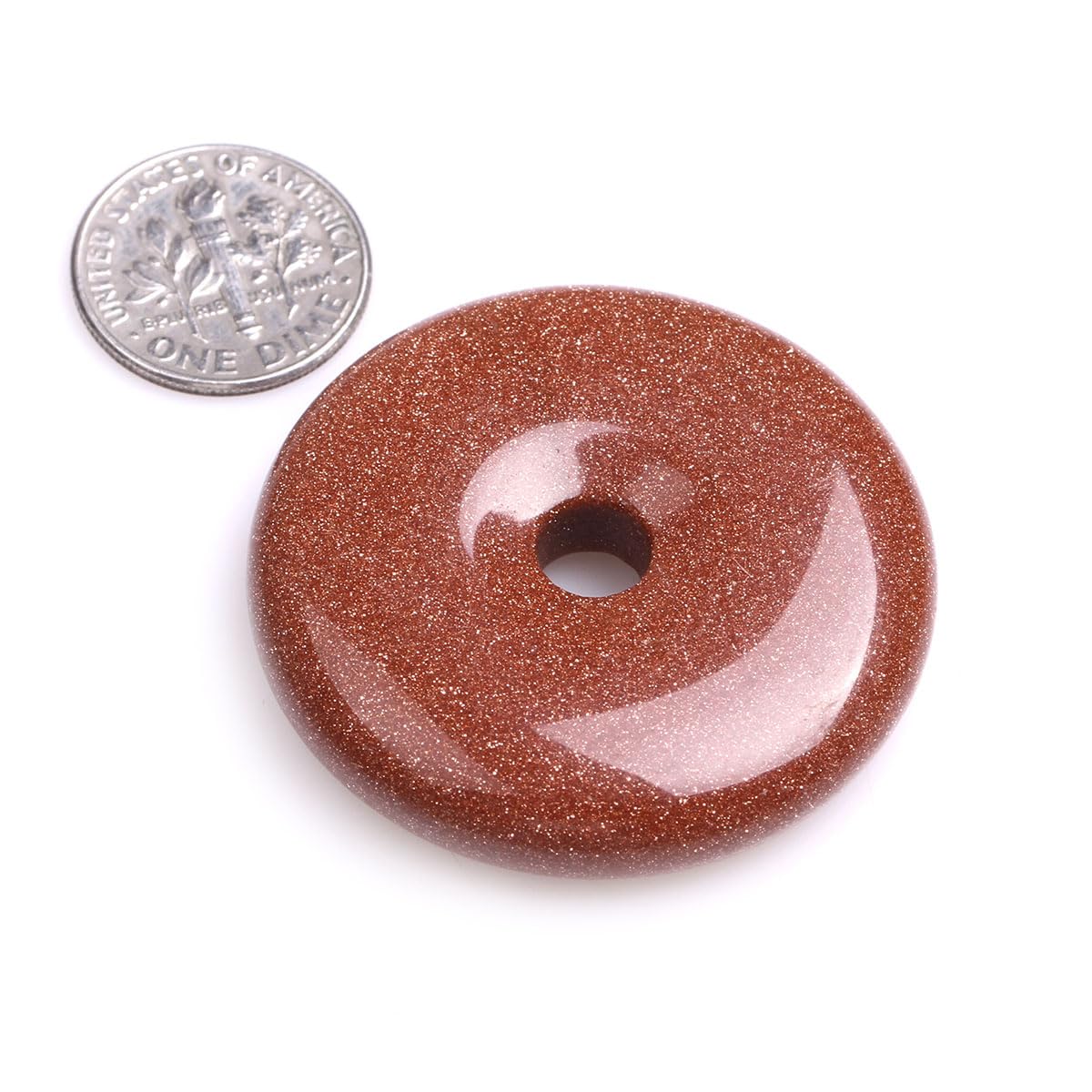 JOE FOREMAN 40mm Brown Gold Sandstone Natural Gemstone Ring Circle Donuts Pendant Charms Beads for Jewelry Making 1Pcs