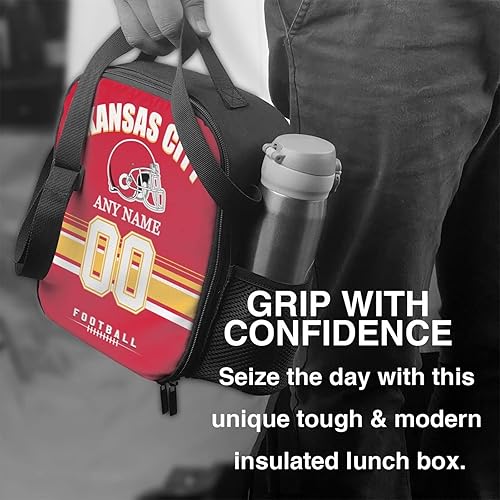 Miniatura 5 de Kansas City - Lonchera personalizada, con nombre y número personalizados, correa ajustable, bolsa de almuerzo aislada deportiva, regalos para