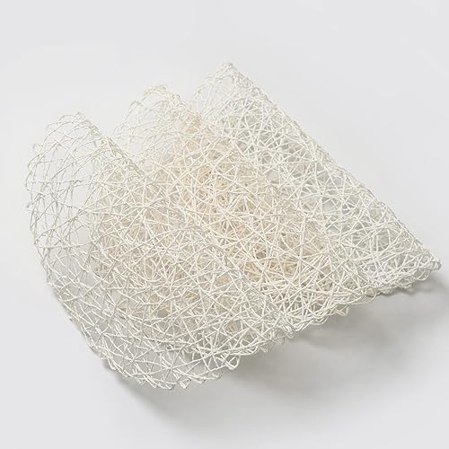 Miniatura 5 de IcosaMro Juego de 6 manteles individuales redondos blancos para mesa de comedor, 15 pulgadas, tejido de papel, bohemio, decorativo, para boda,