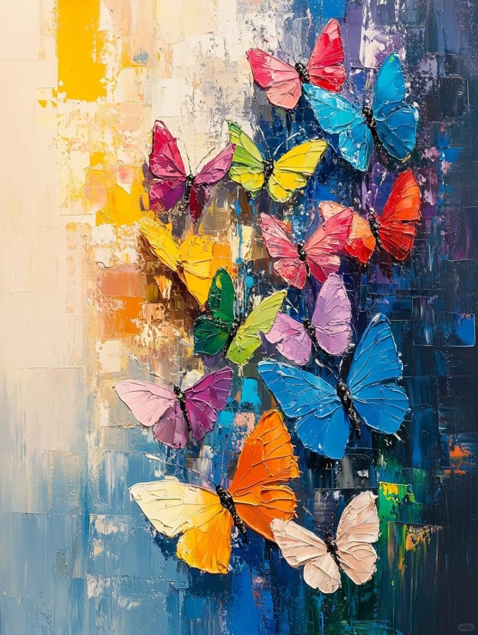 Henypt Pre Printed Cross Stitch Kit Colorful Butterflies DIY Arts Aand Craft Kit for Beginners The Elderly with Accessories Home Wall Art 14CT 50x70cm