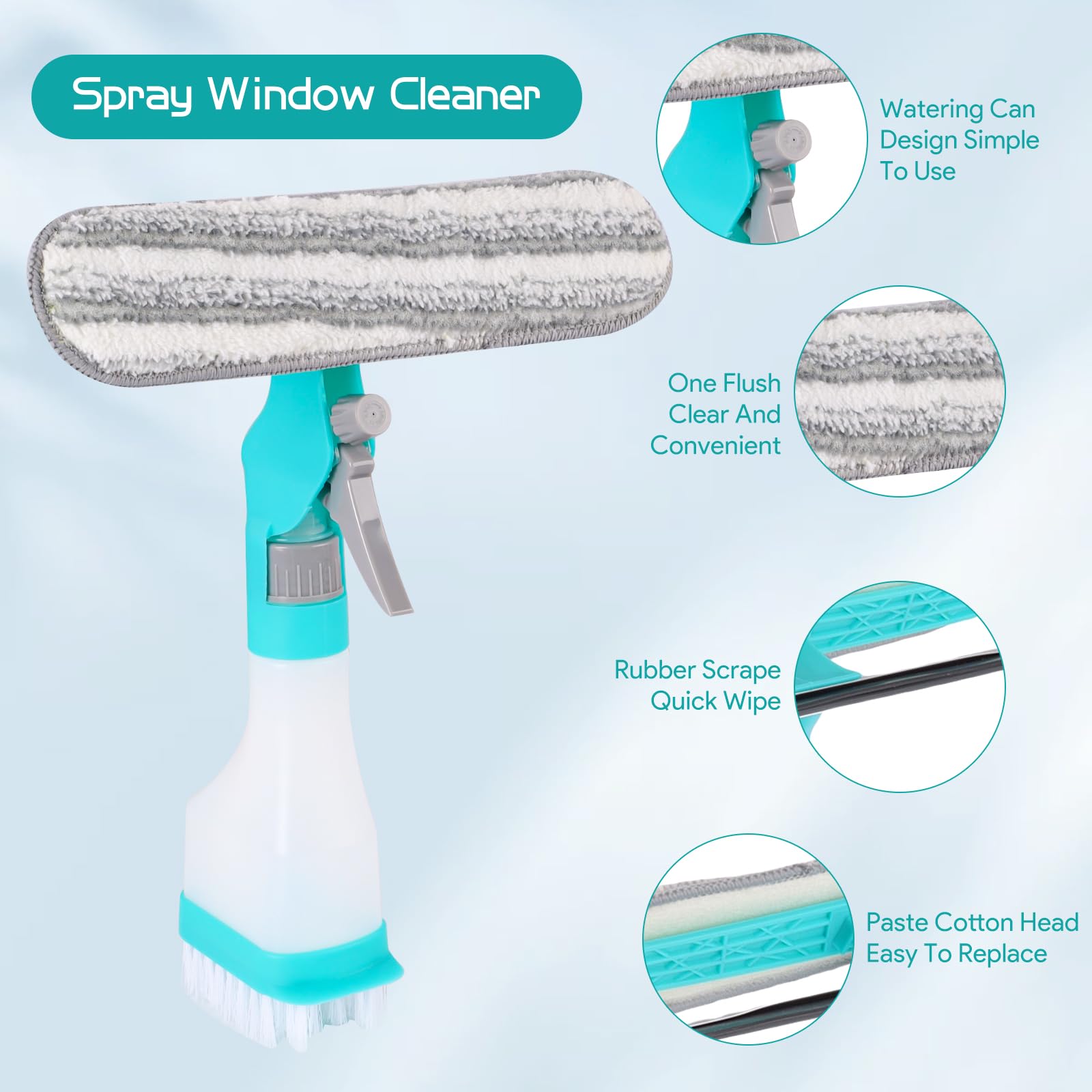 DECMAY Kit Lavavetri Telescopico con lo spruzzino, 3 in 1 con Testa Tergivetri, Professionale