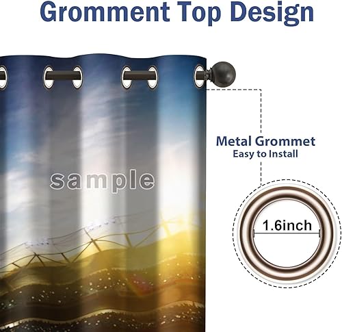 Miniatura 7 de Jekeno Cortinas opacas con notas musicales, decoración de tela con notas musicales mágicas, estilo rústico, retro, piano, violín, con ojales, para