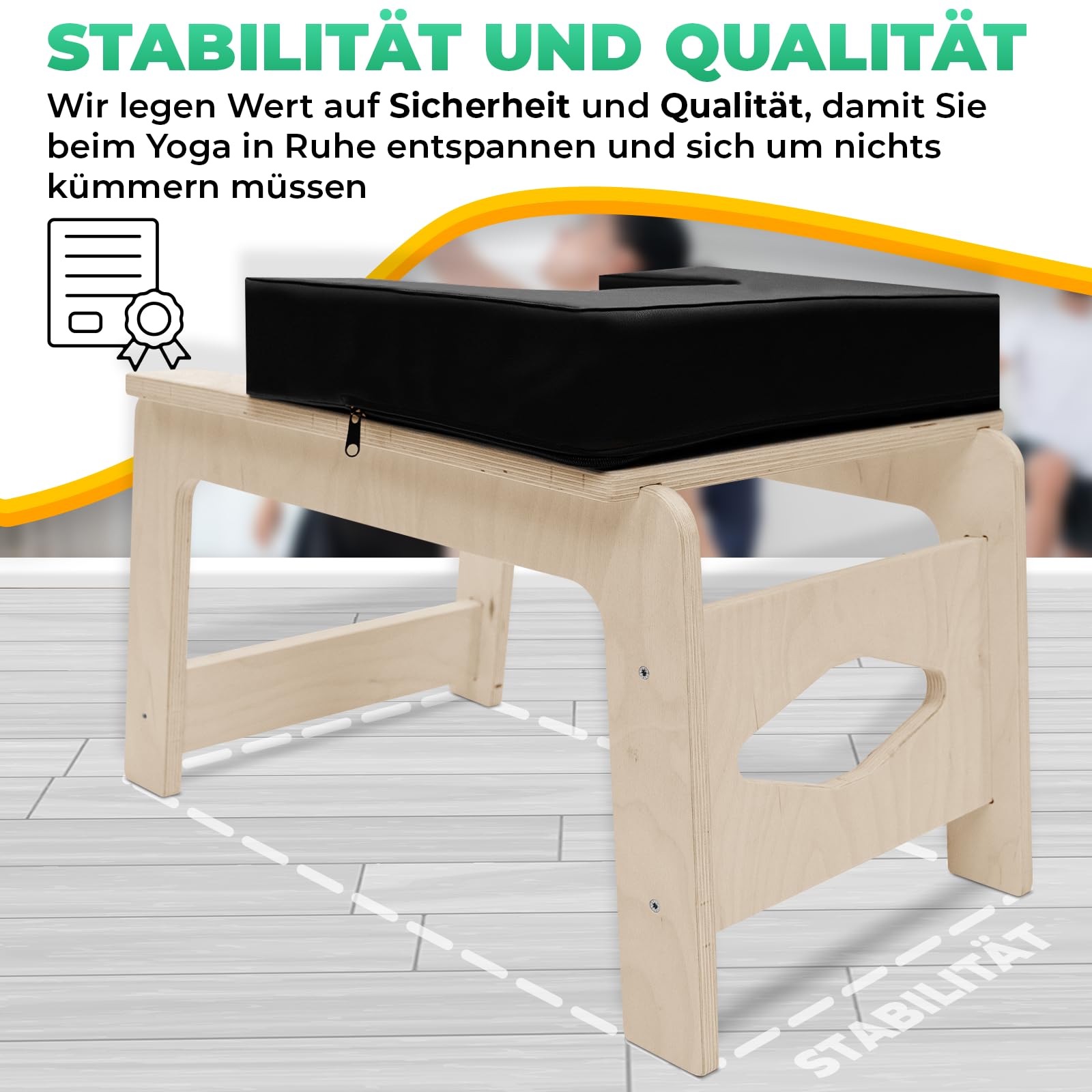 Sedia da yoga e poggiatesta Premium – Made in Europe – per fitness, meditazione e relax