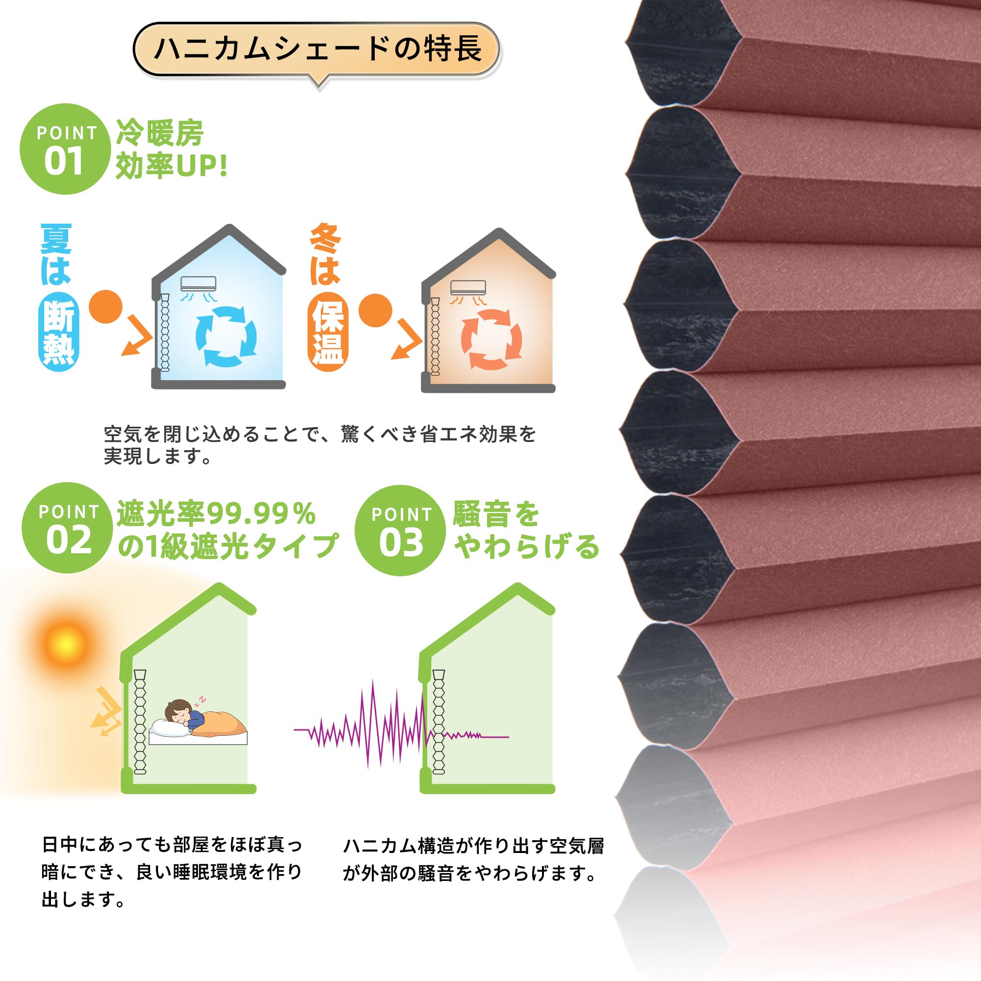 Amazon｜Didoya ハニカムシェード オーダーメイド 1級遮光 遮熱 防寒