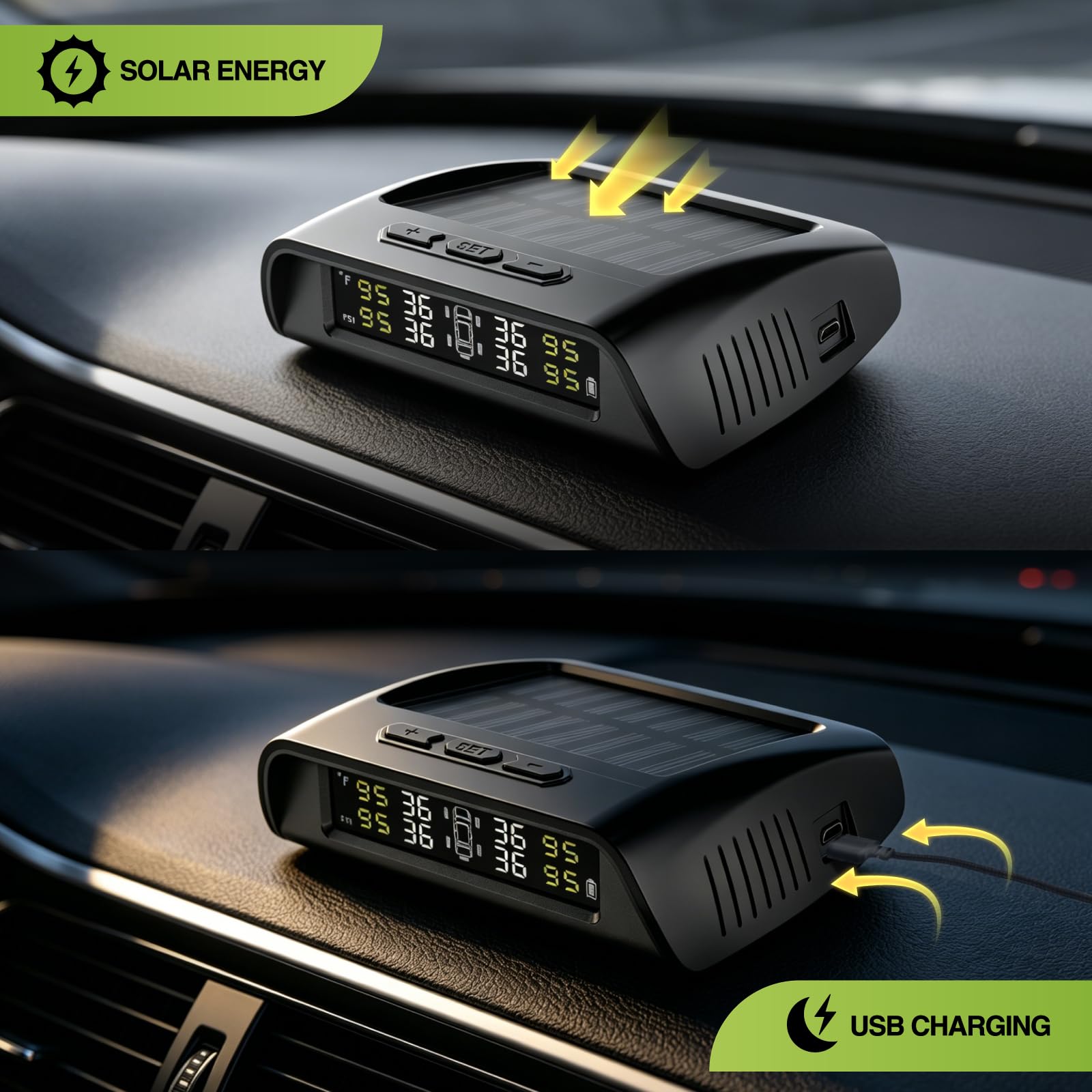 RVMATE Sistema di monitoraggio della pressione dei pneumatici RV con la carica solare, sensori TPMS 4 | 6 modalità di allarme, 0-87 psi, ideale per camper, rimorchi, camion e SUV