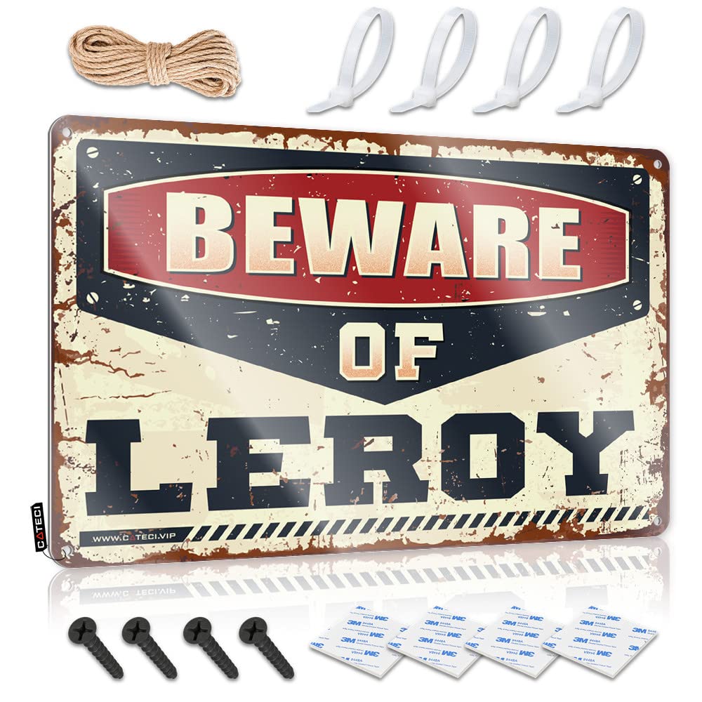 Print Name Farmhouse Signs | Beware Of Leroy Accent Decorative Wall Art Ready To Hang For Friends(30X40CM)