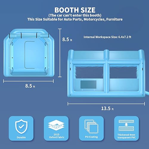 Miniatura 2 de GONFLABLE Cabina de pintura inflable de 13.5 x 8.5 x 8.5 pies, cabina de pulverización inflable con un soplador de 750 W y sistema de filtro de