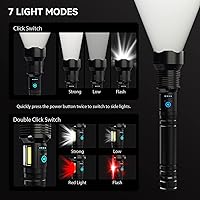Vista 6 de cinlinso Linternas LED recargables, linterna súper brillante de alto lúmenes, 5 + 7 modos, zoomable, IPX6 impermeable, potentes linternas de mano