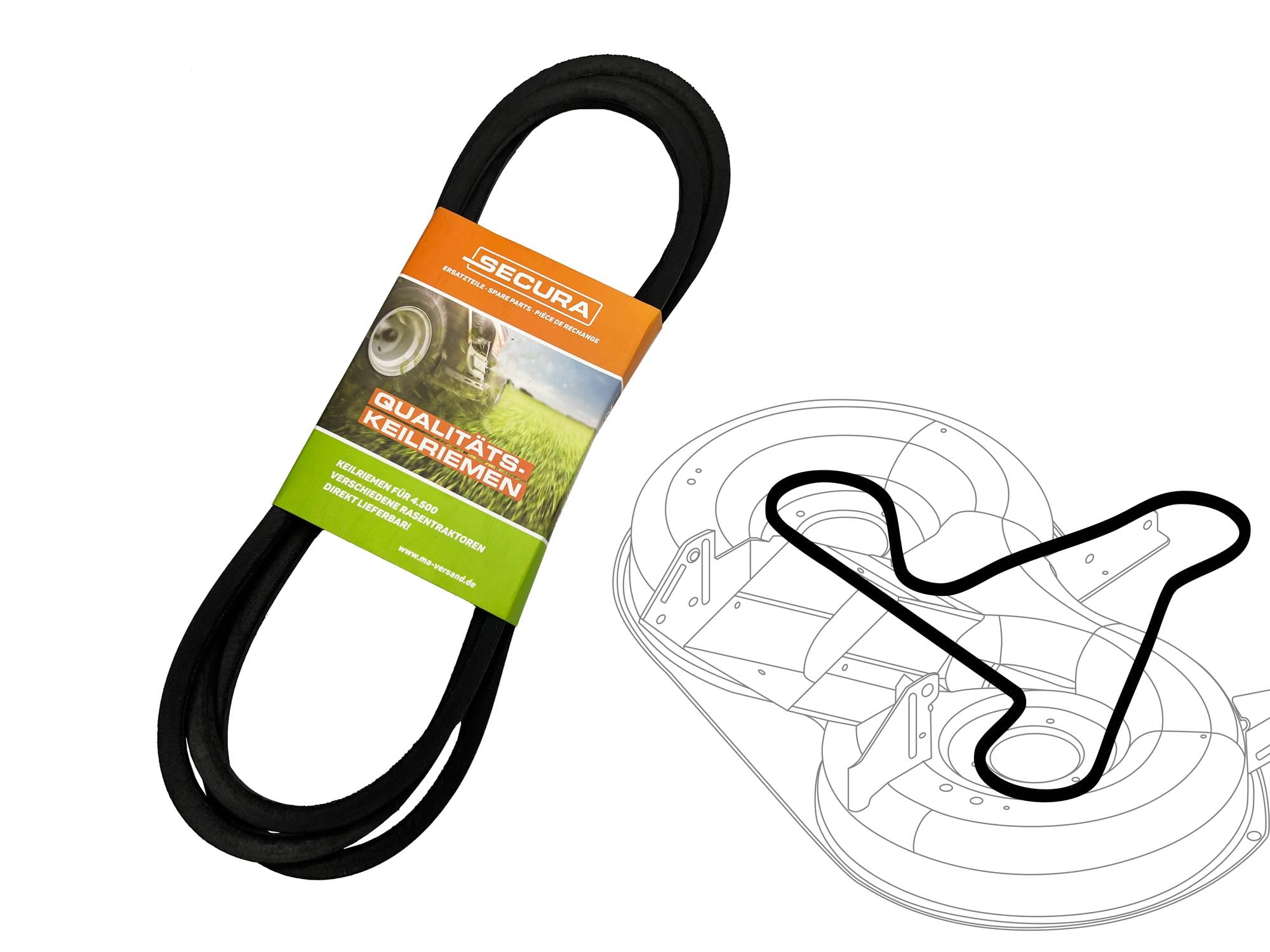 SECURA Keilriemen Mähwerk Rasentraktor kompatibel mit Husqvarna TC138 960510178 00 ersetzt: 583544901 532439726