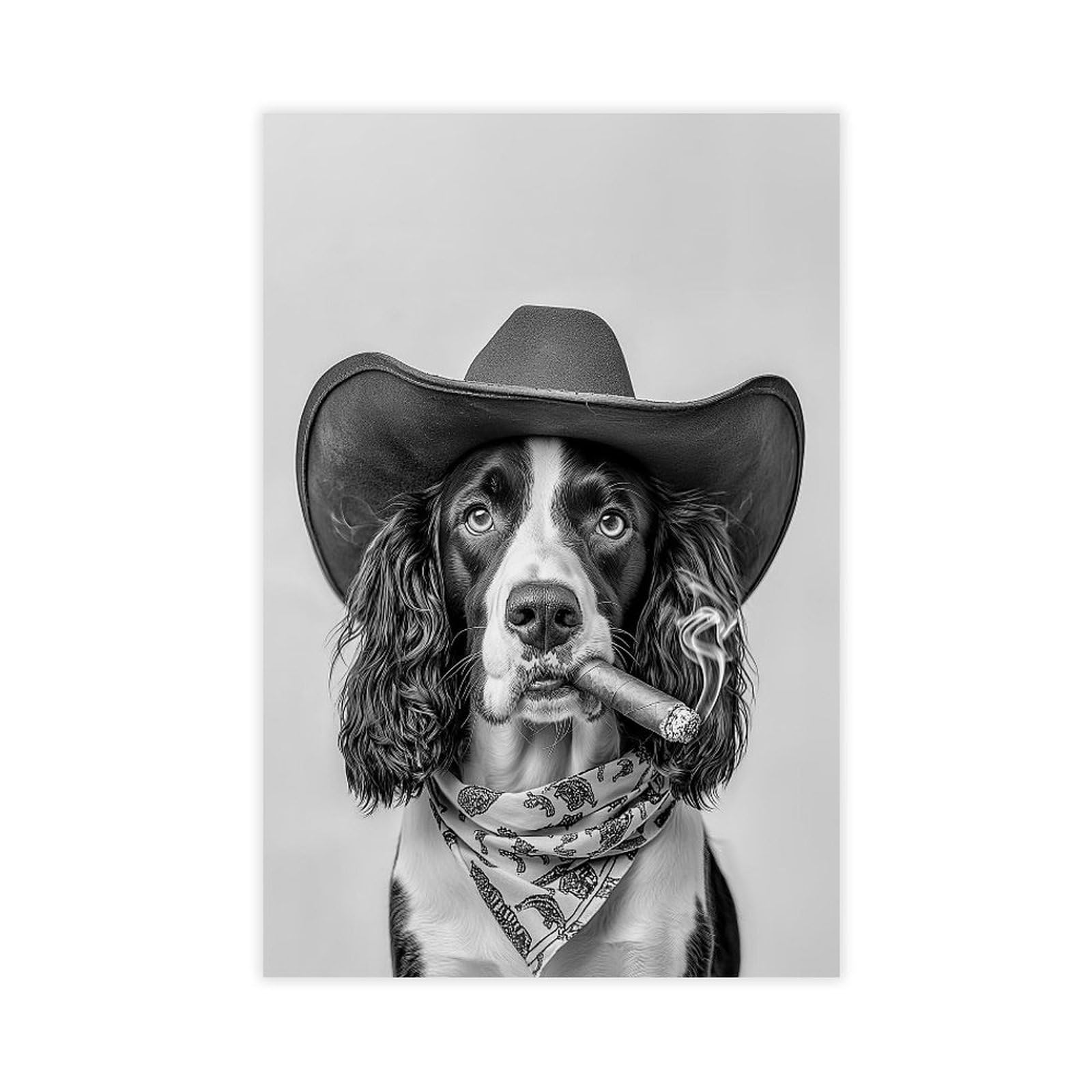 Wjwart Springer Spaniel Cowboy Canvas Poster Wall Art Print Picture Paintings 12X18inch(30X45cm)