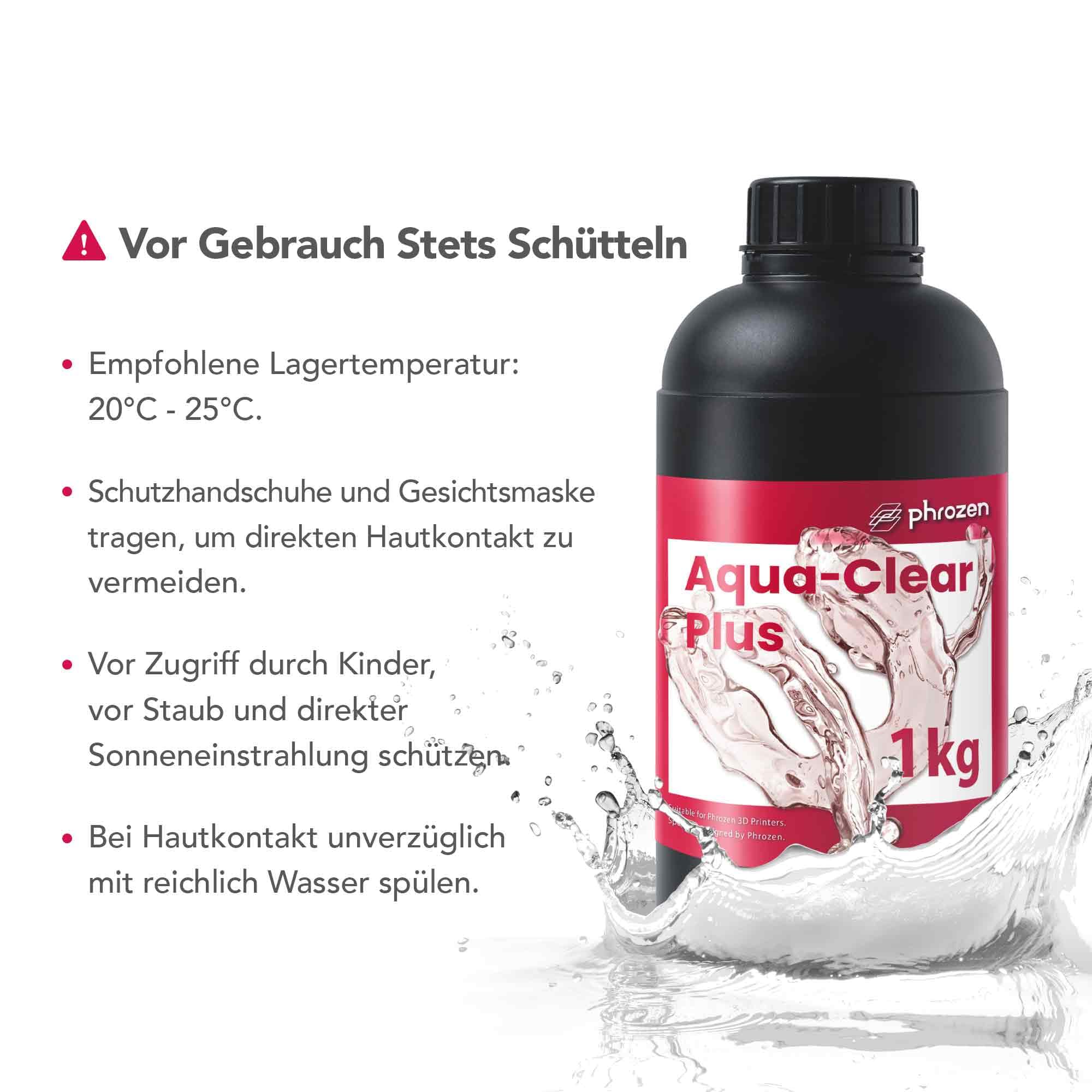 Phrozen Aqua-Clear Plus 3D Drucker Resin | Druck Harz für Phrozen Sonic Mini & Mighty | 405nm SLA/DLP/LCD 3D Printer Photopolymer UV Resin| Schneller Aushärtung, Dauerhaftigkeit - Transparent (1kg)