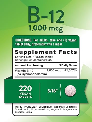 Miniatura 2 de Nature's Truth Tabletas de vitamina B12  1000 mcg  220 unidades  Suplemento vegano, sin OMG y sin gluten