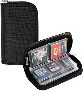 Memory Card Carrying Case - Fits Micro SD, Mini SD, CF, and More, Black