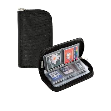 Memory Card Carrying Case - Suitable for SDHC and SD Cards, Mixtecc 8 Pages and 22 Slots Memory Card Holder Bag Wallet Bag for Media Storage Organization (Black)