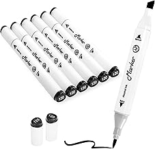 Black Alcohol Markers, 6 Pack Dual Tips Soft Fine Tip and Broad Tip Dual Tips Permanent Art Marker for Artists Adults Kids Coloring Drawing Illustration Sketching Painting (Black)