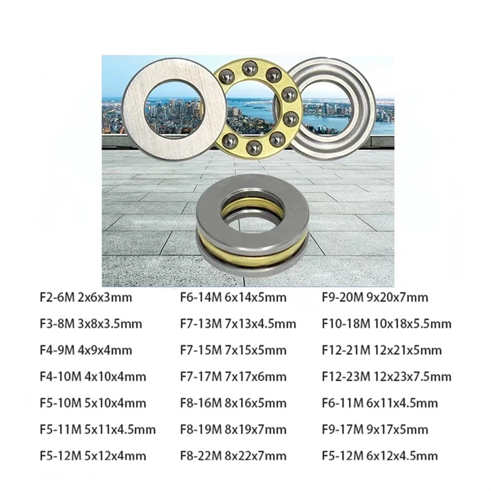 EFDBPNYM 10/100pcs Plane Axial Thrust Ball Bearing Mini 3-in-1 F3-8M F4-10M F5-10M F6-12M F7-17M F8-16M F10-18M Metal Axial Ball Bearing(10Pcs,F9-17M 9x17x7)