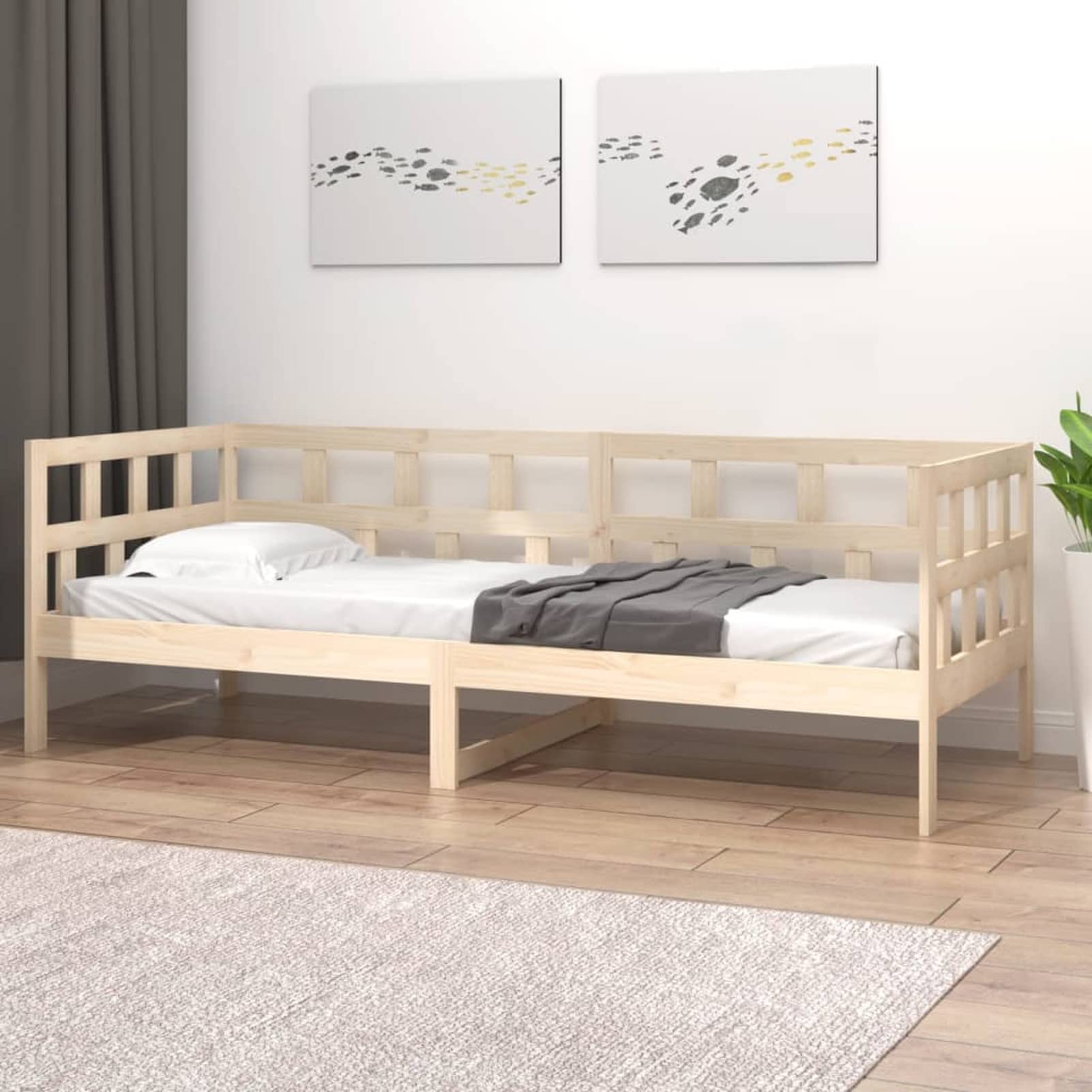 ARKEM Divano Letto,Letto per Ospiti,Letto Funzionale Estraibile con Contenitore,Dormeuse in Legno Massello di Pino 90x200 cm