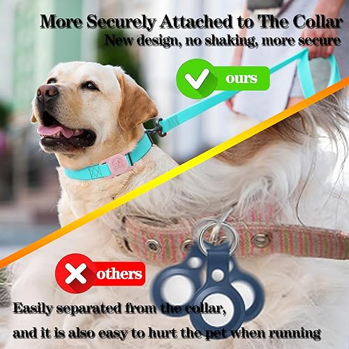 Miniatura 4 de Paquete de 2 soportes impermeables para collar de perro AirTag compatibles con Apple AirTag, soporte de silicona oculto para Airtag Tracker,