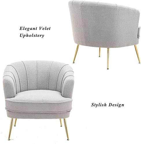 Miniatura 12 de Artechworks Silla moderna de terciopelo con patas doradas para sala de estar, dormitorio, oficina en casa, silla de club con respaldo copetudo,