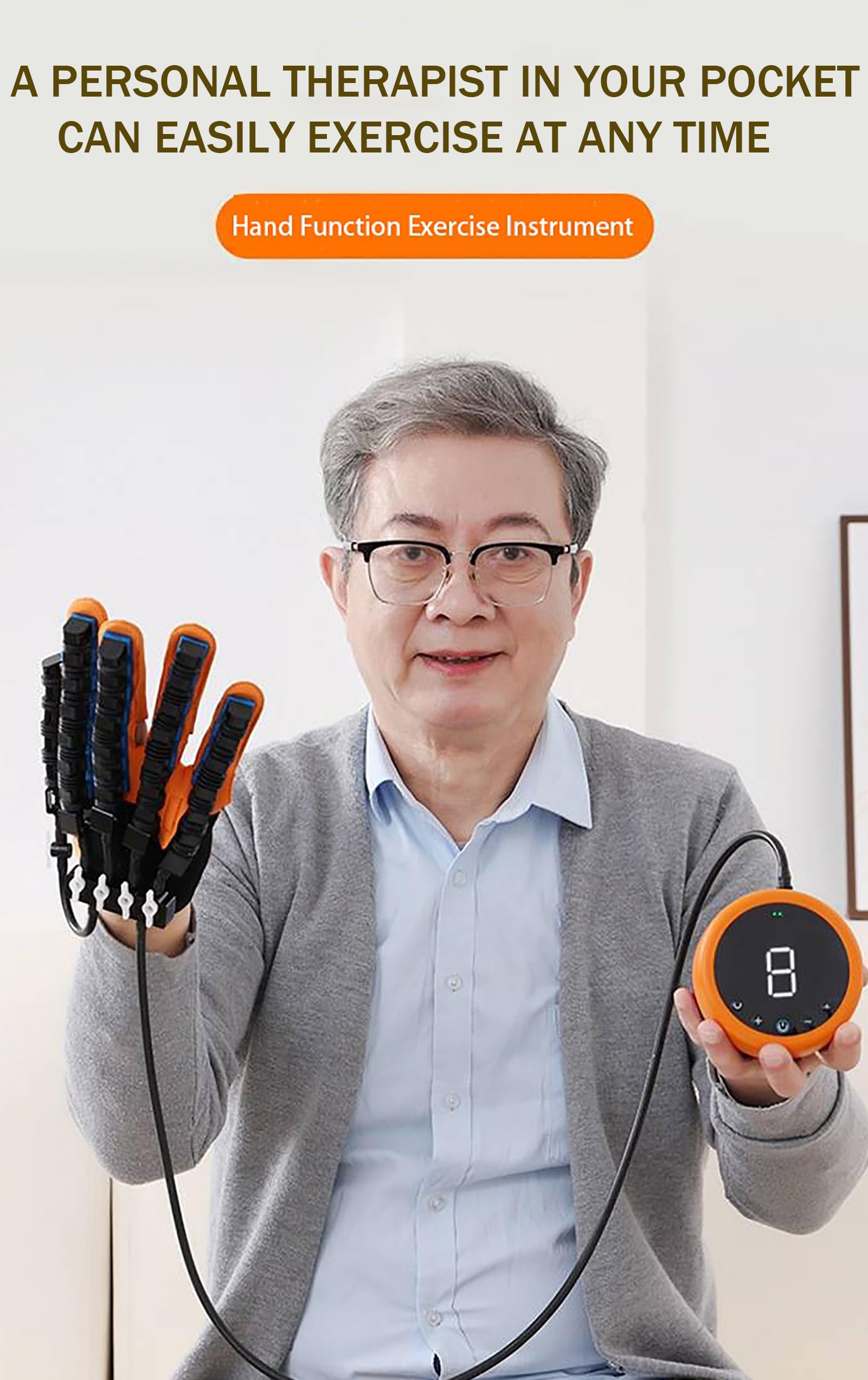 GOURIXIN Guantes robóticos de rehabilitación, Equipo neumático Entrenamiento de Dedos, Modo de Masaje pasivo/conflicto/Imagen especular/Caliente/pulsátil, con Pulsera de Espejo Right S