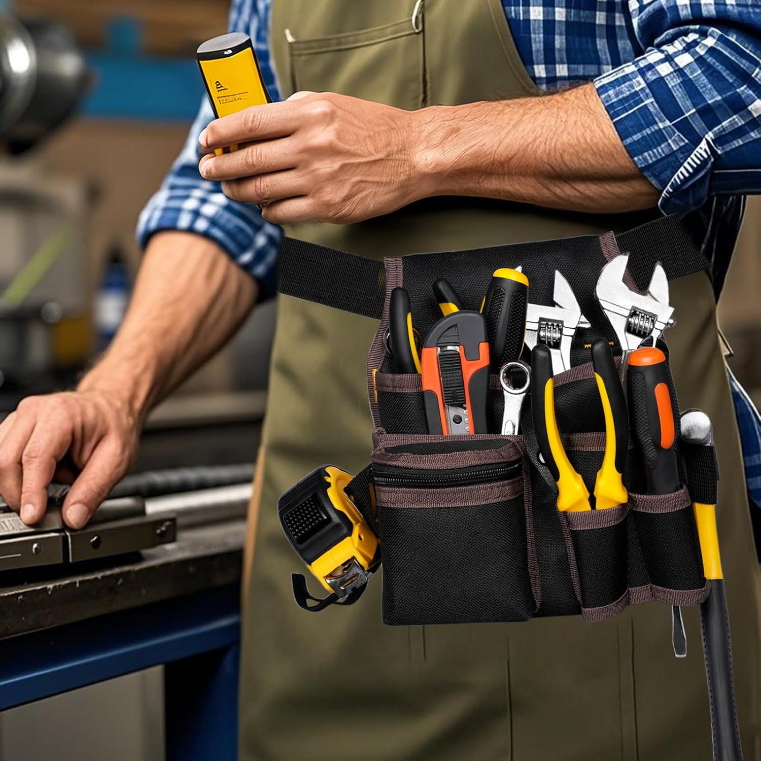 Tools Pouch with Adjustable Belt, Durable Utility Tool Holder for Craftsmen, Electricians, and Handymen, Versatile Organizer with Multiple Pockets and Tool Slots
