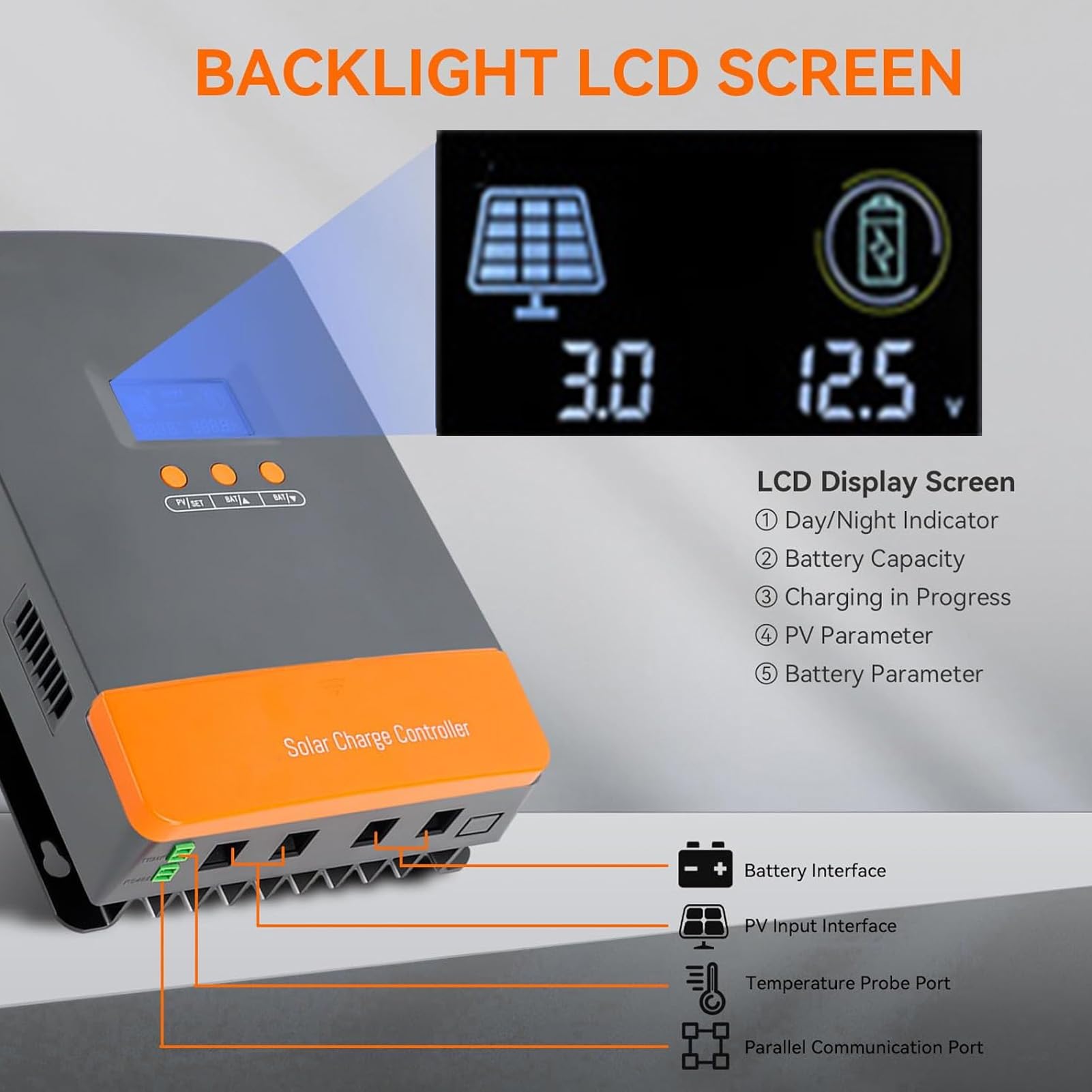 Controlador de carga solar MPPT 80A 12V 24V 36V 48V Auto 160V Entrada fotovoltaica hasta 12 Regulador de panel solar de conexión paralela