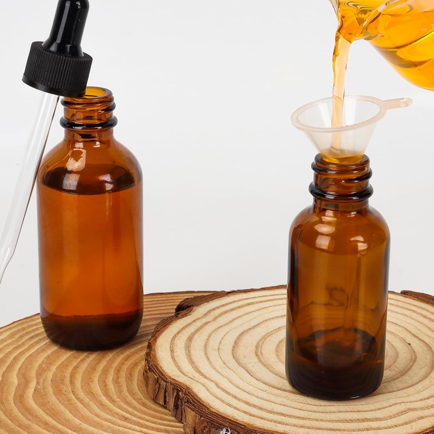 CycleMore 1oz Amber Glass Dropper Bottles 48 Pack Tincture Bottles with Eye Droppers, Two Plastic Funnels and Labels Glass Essiential Oil Bottle for Chemistry Lab Chemicals, Perfumes & More Liquids