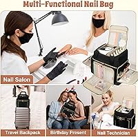 Vista 9 de Bolsa Organizadora de Esmalte de Uñas Soporta Esmalte de Uñas (15ml/0.5 fl oz) y Lámpara de Uñas, Estuche de Almacenamiento de Kit de Uñas de Cuero