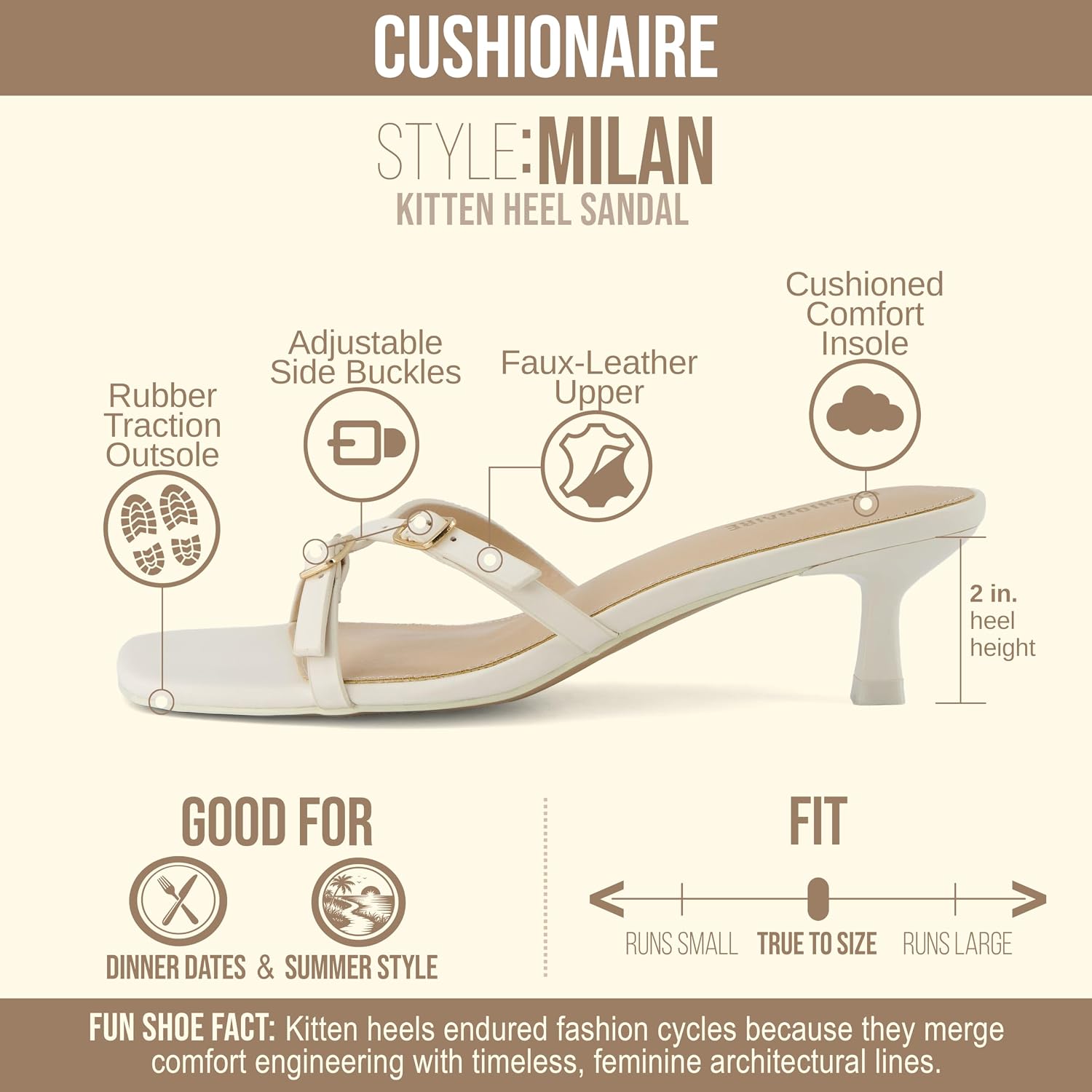 CUSHIONAIRE Milan Kitten Heels for Women, Strappy Heeled Sandals with Cushioned Footbed, Open Toe Slip On Dressy Sandal, Wide Widths Available image 4