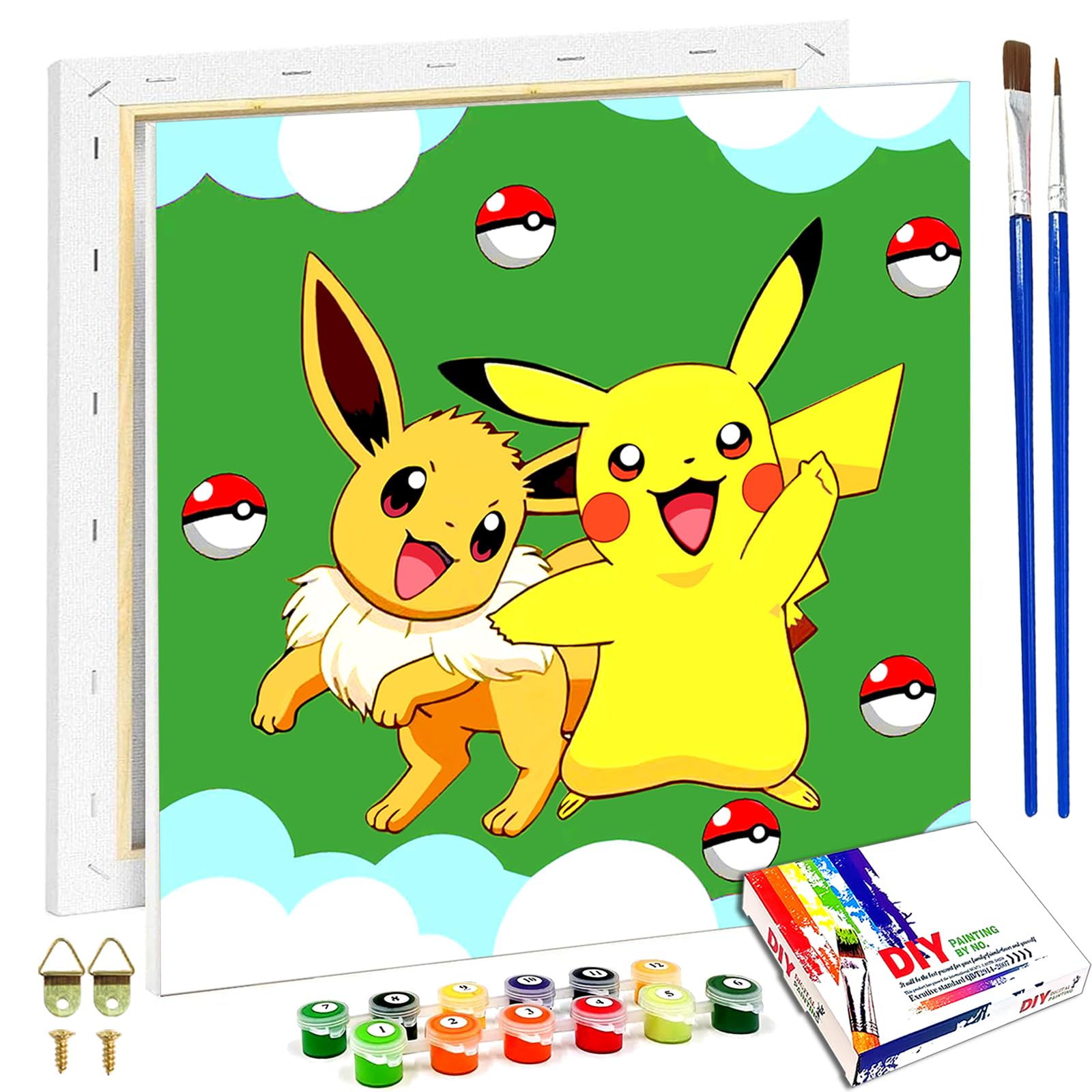 shinesky Malen Nach Zahlen Anime mit Rahmen 20 x 20cm, DIY Handgemalt Ölgemälde Kit für Kinder und Erwachsene Anfänger, Paint by Numbers Cartoon für ab 6 7 8 9 10+ Jahre Mädchen jungen