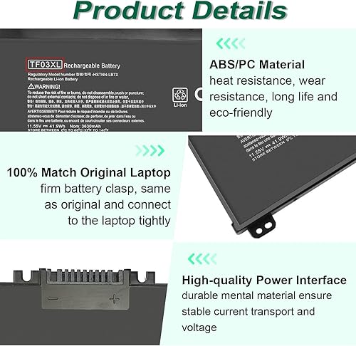 Miniatura 3 de 920070-855 TF03XL - Batería para portátil HP Pavilion 15-CC 15-CD 14-BF 15-CC0XX 15-CC1XX 15-CD0XX 15-CC123CL 15-CC561ST 15-CC154CL 15-CC184CL