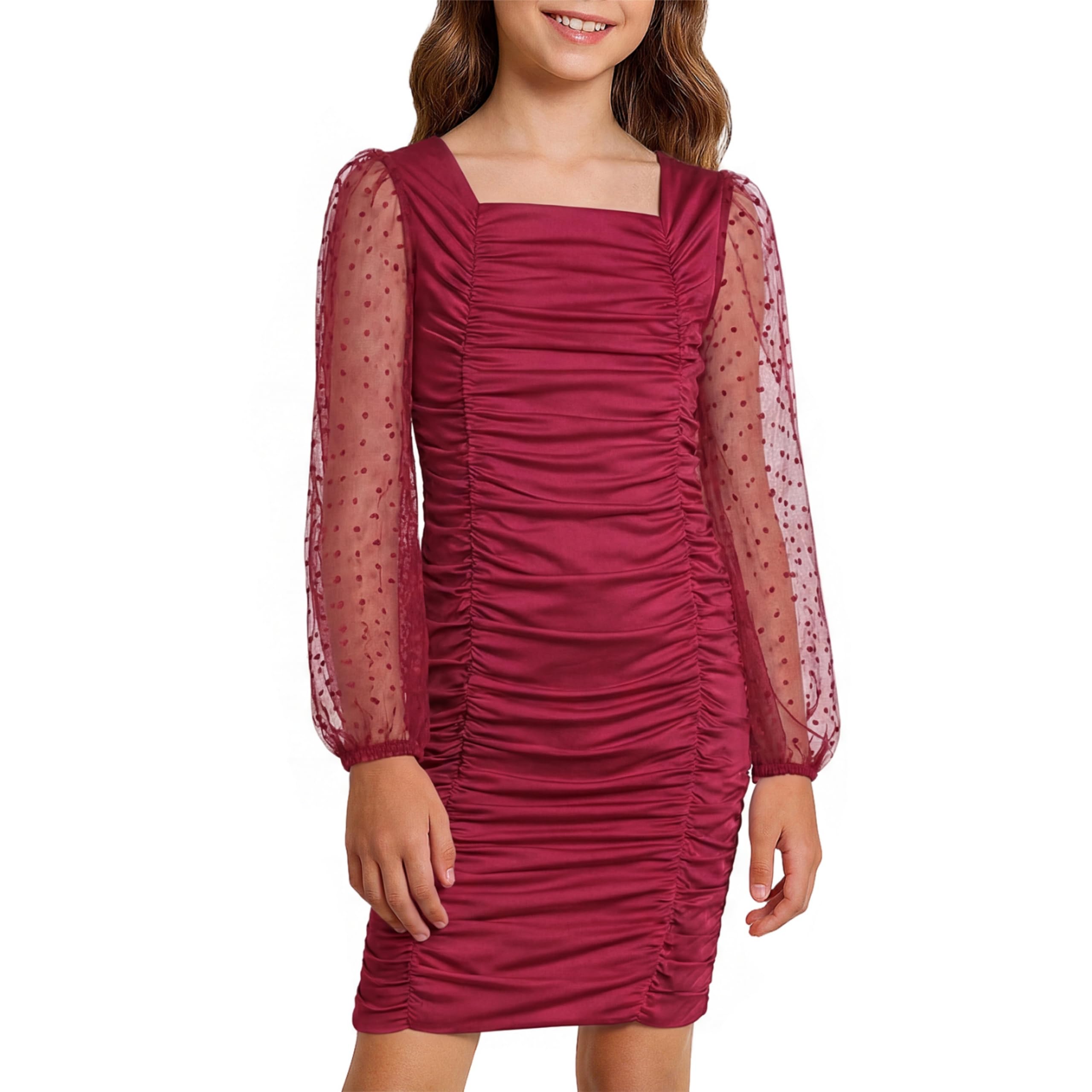 Robe fille ado moulante en satin résolvant le choix de fête - 7