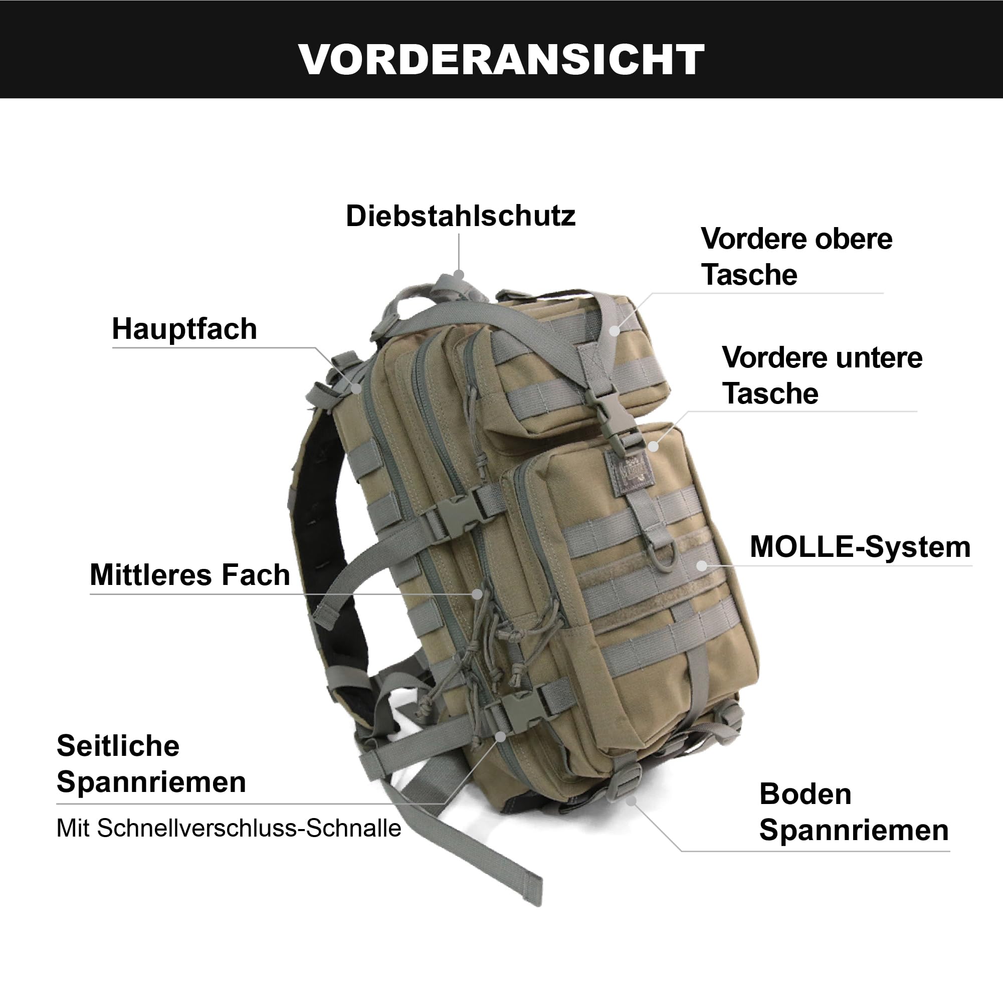 Magforce Mochila táctica de francotirador, 23 L, compacta, militar, con compartimento para portátil, mochila ligera de nailon balístico para exteriores, senderismo y viajes