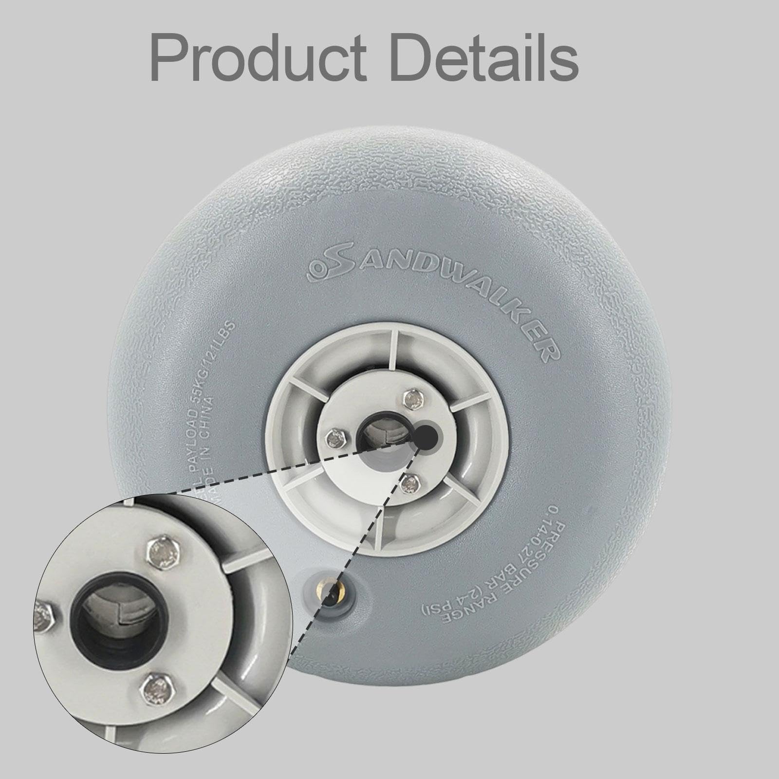 Ruedas Tipo Globo, Resistentes, de Material PU, Neumáticos Inflables de Alto Rendimiento, Accesorios para Carritos de Playa, Uso Prolongado, Fácil