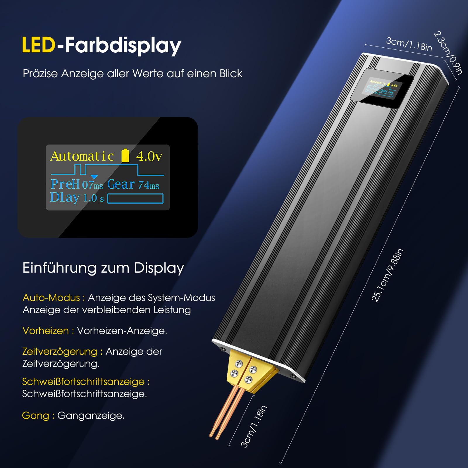 Akku-Punktschweißgerät mit 5.0Ah Akku: Upgraded Handheld Mini Portable Spot Welder für 18650 Batterie, Schweißen von Nickel Bleche 0,1-0,2mm, Eisen, Edelstahl Bleche, 80 Gang, Auto und Manuellen Modus