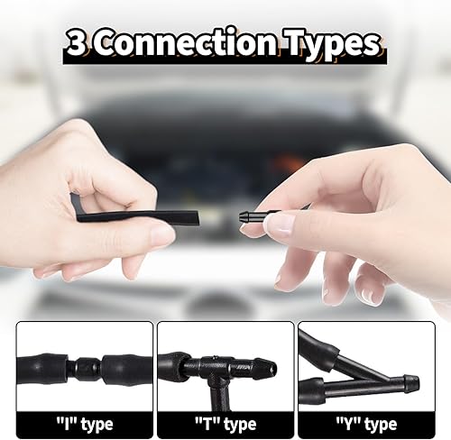 Miniatura 4 de Kit de 2 boquillas para limpiaparabrisas  Pulverizador ajustable de 4 vías con manguera y conector, accesorios universales de repuesto de líquido