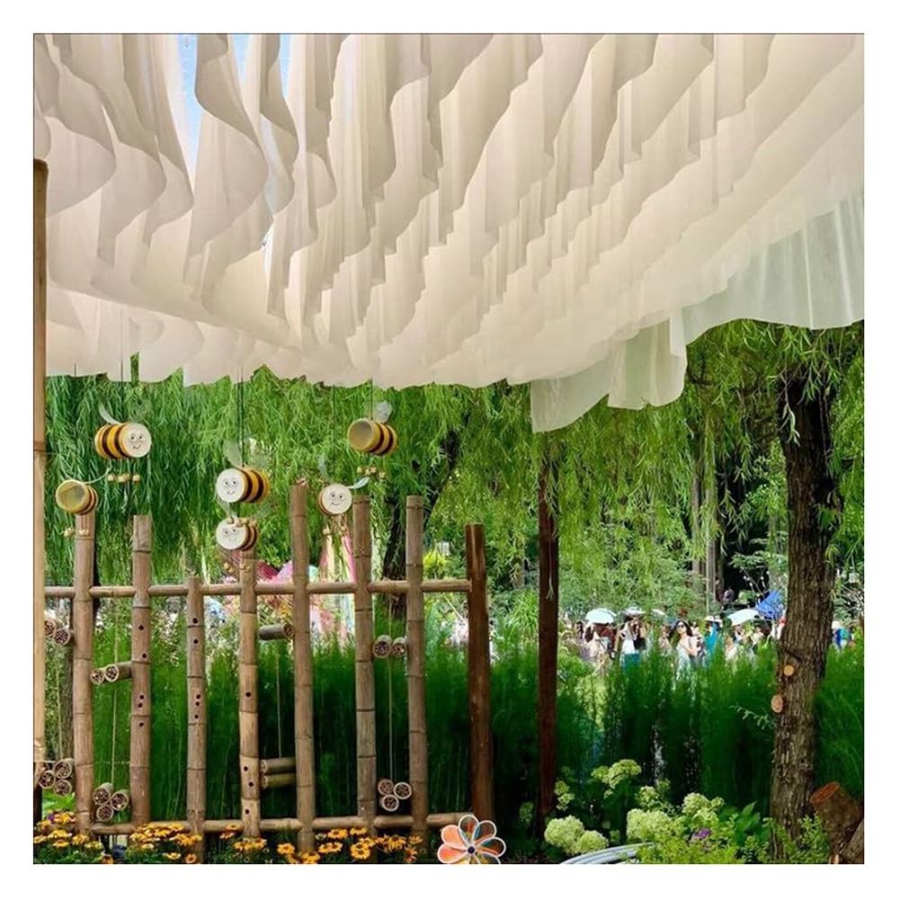 Voilage de plafond pour mariage en voile blanc drapé de 0.4x7m pour décor de fête
