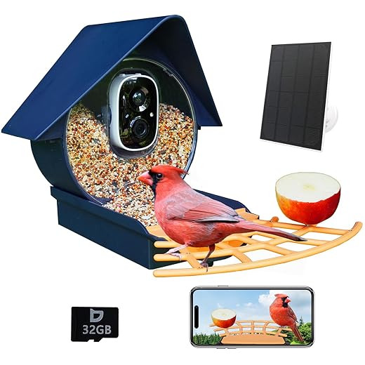 Smart Bird Feeder with Camera, Birds Watching Camera, Auto Capture Birds Videos & Motion Detection, AI Identify Species, Wireless Bird Feeders for Outdoors, Ideal Present for Mom