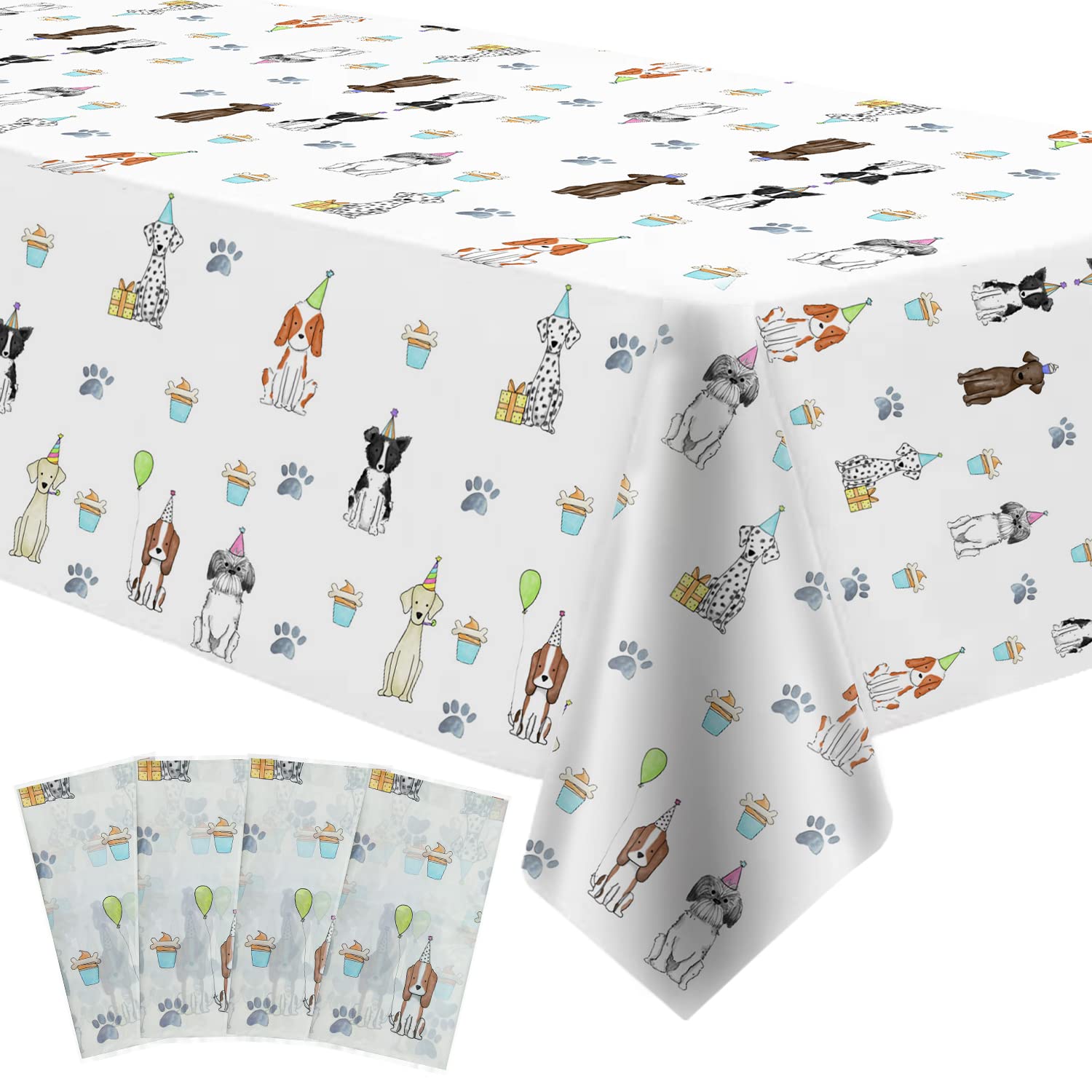 Xigejob Puppy Dog Birthday Party Tablecloth Supplies - Disposable Dog Theme Table Cover Decorations, Puppy Theme Birthday Baby Shower Table Cloth