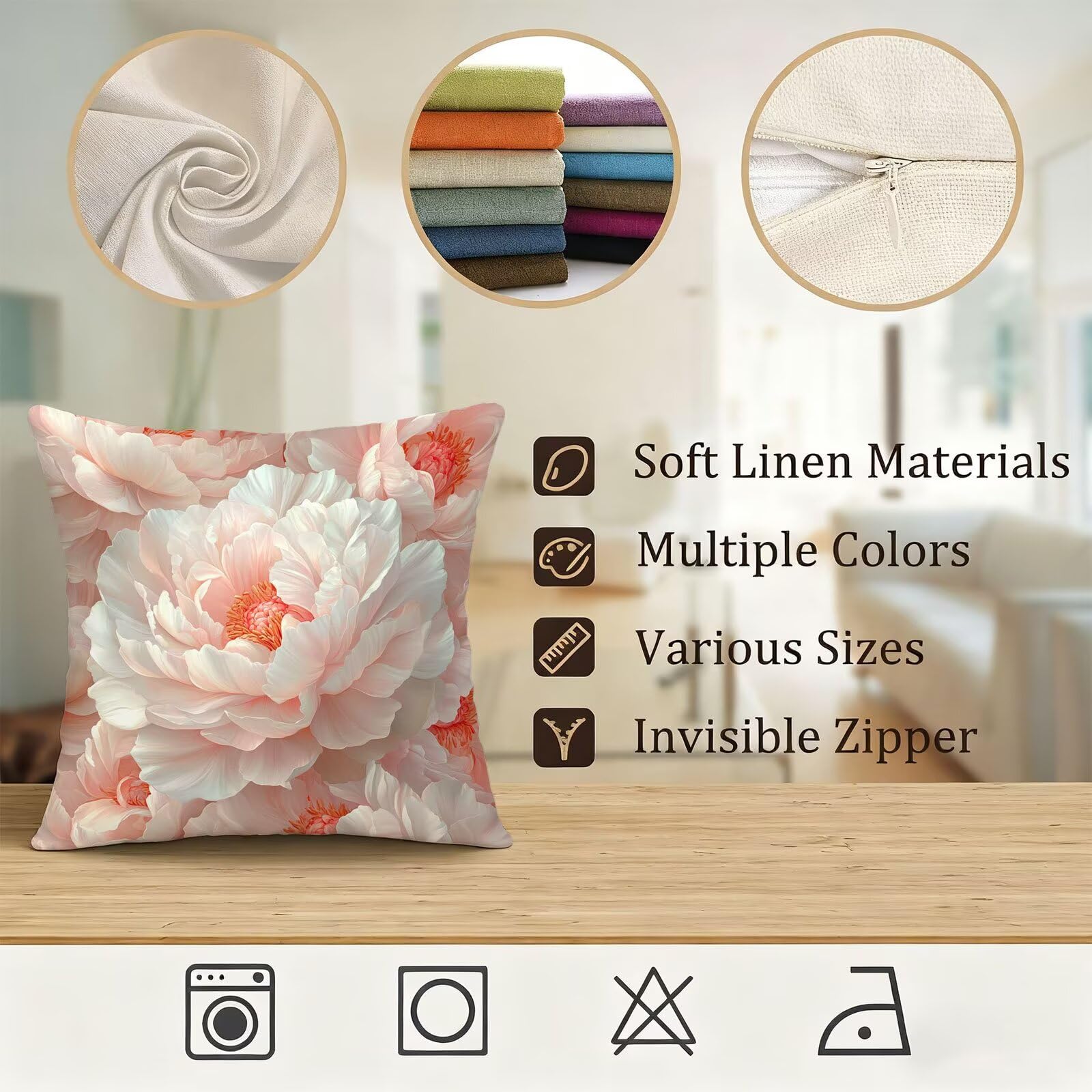 Rose Housse Coussin 60x60 Fleur Taie Oreiller 60x60 Lot de 4 Super Doux Protege Oreiller 60 x 60 Decoration Automne Taie D'oreiller Carrées Coussin Canape, pour Maison Chambre Canapé Chaise E - 79