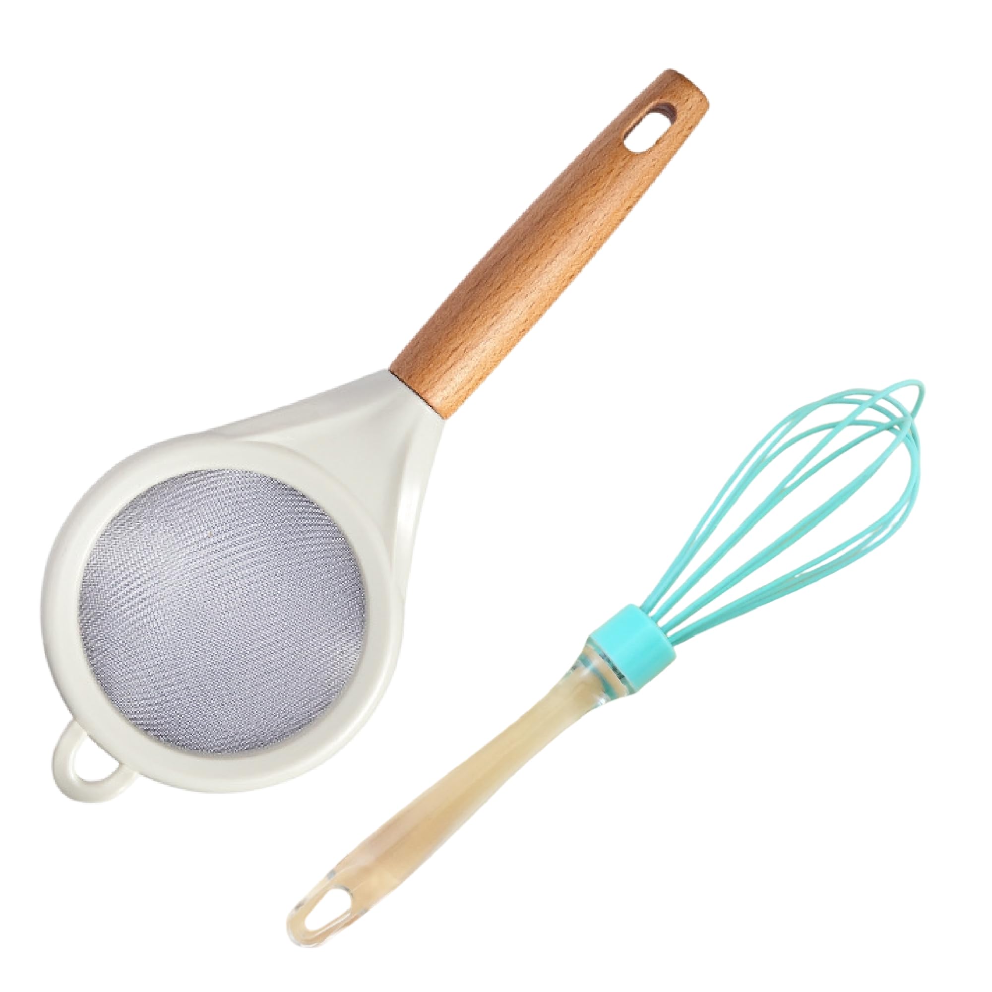 Colador de cocina, colador de harina de acero inoxidable, para pasta, harina (azul claro)