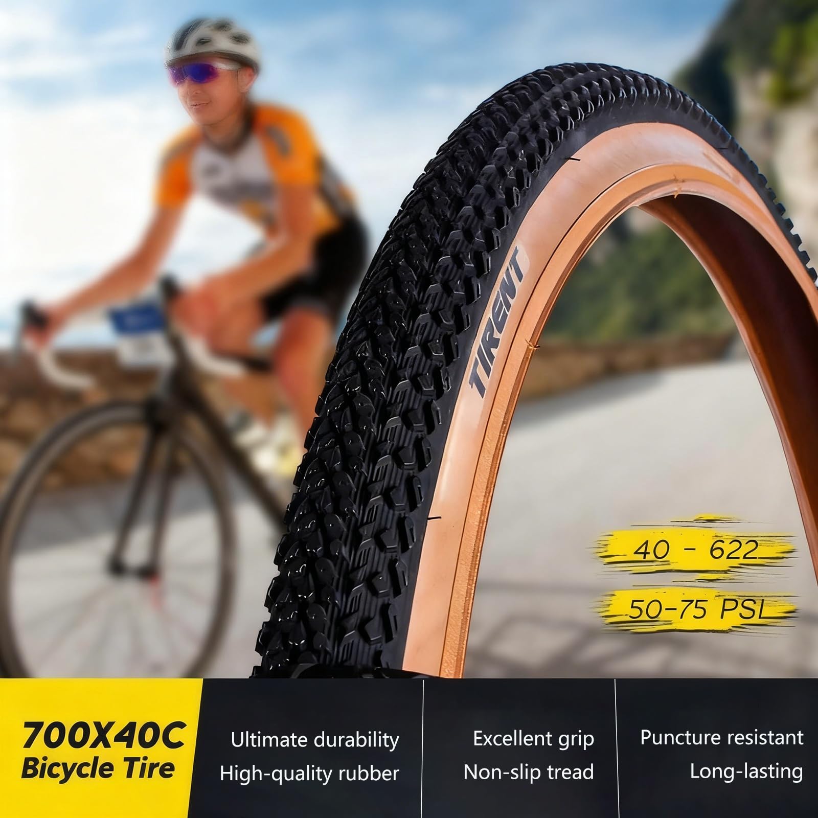 2PCS 700x40c 40-622 Pneumatici Antipuntura in Clincher, Larghi for Biciclette da Strada e Gravel, Basso Attrito, Pressione Fino a 75 PSI, Fascia Rifrangente, Resistente a Tutte le Condizioni