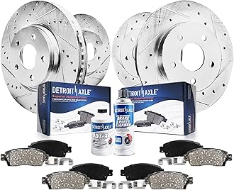 Detroit Axle - Brake Kit for 99-04 Ford Mustang Base GT Drilled & Slotted Brake Rotors 1999 2000 2001 2002 2003 2004 Ceramic Brakes Pads Front and Rear