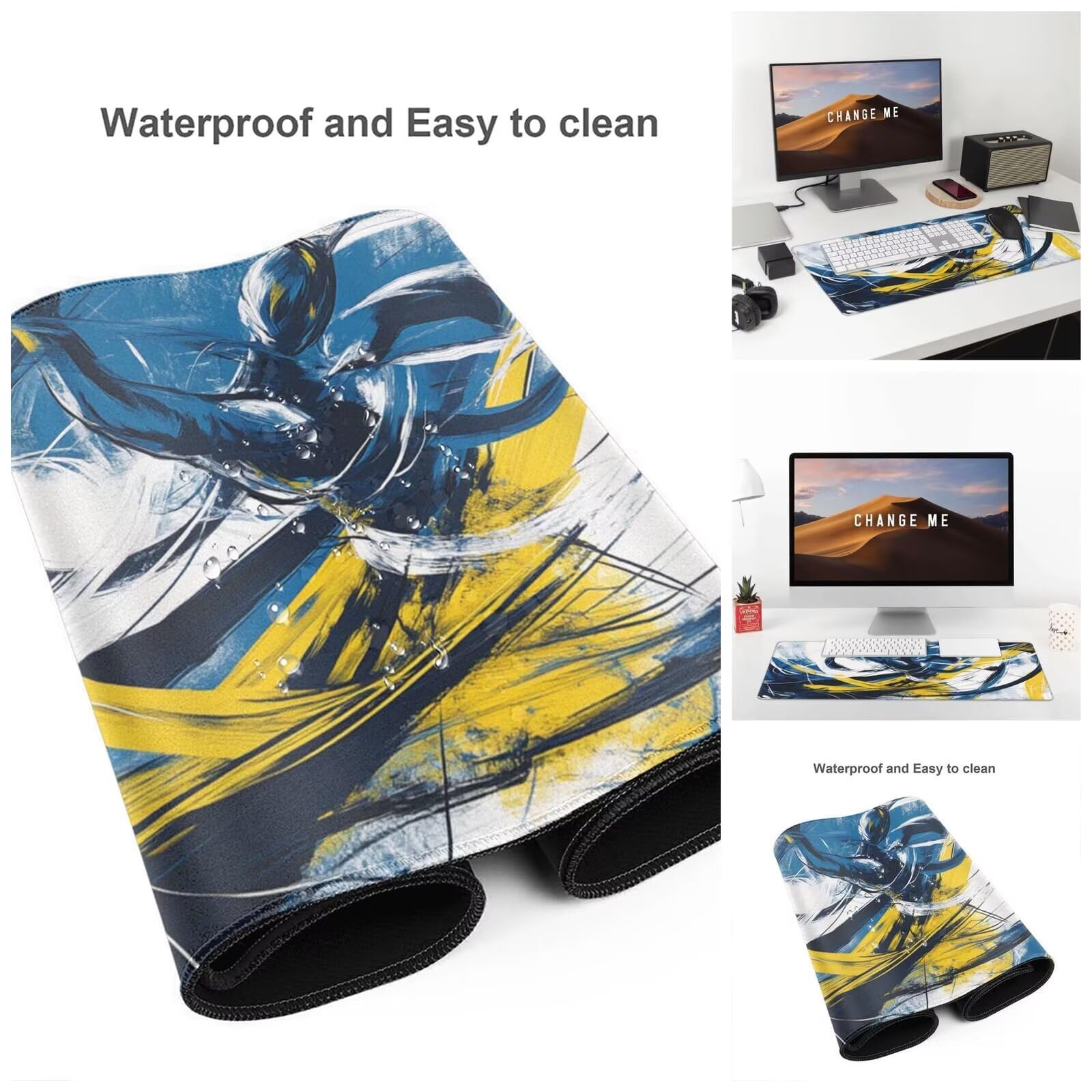 Alfombrilla Ratón Abstracto Alfombrilla Ratón XXL 1600 x 800 mm, Ballet Mouse Pad Gaming con Bordes Cosidos, Impermeable Mousepad XXL Base de Goma Antideslizante Duradera, Mouse Pad para Oficina Q538