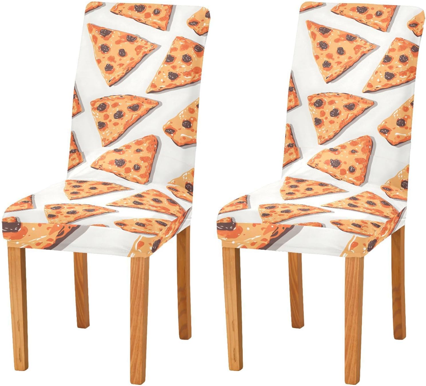 ALAZA Chair Covers for Dining Room, Pattern Tile Pizza Tile Pattern Stretch Chair Cover Sets Chair Protector Removable Washable for Ktichen Restaurant Hotel