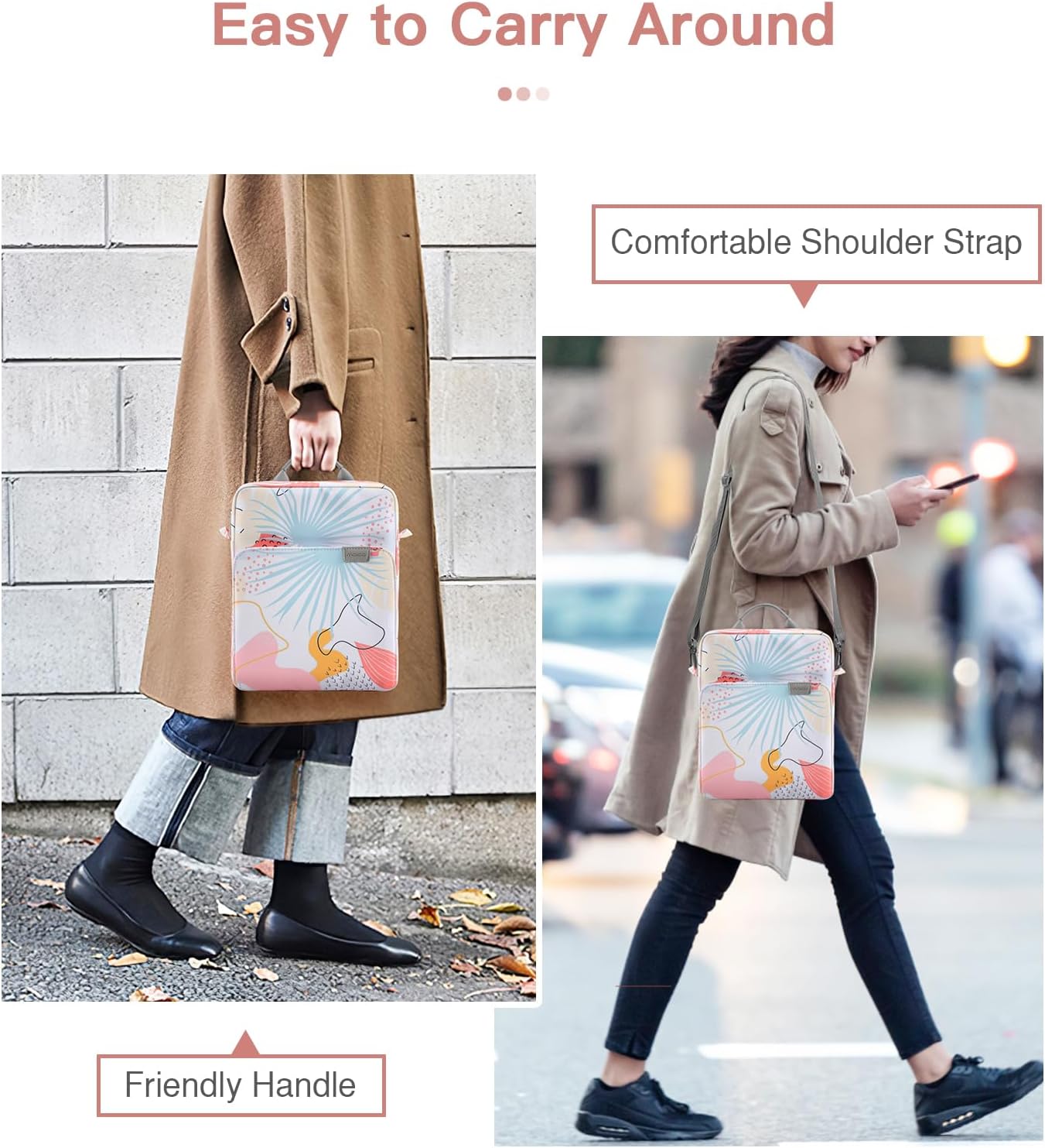 MoKo 13.3-14 Inch Laptop Sleeve Bag Fits MacBook Pro M3/M2 14" 2023, MacBook Pro 13" M2, New MacBook Air 13.6" M3/M2 2024/2022,Tab S8 Ultra 14.6",Handle Carrying Case with Shoulder Strap,Tropical Leaf - Image 7